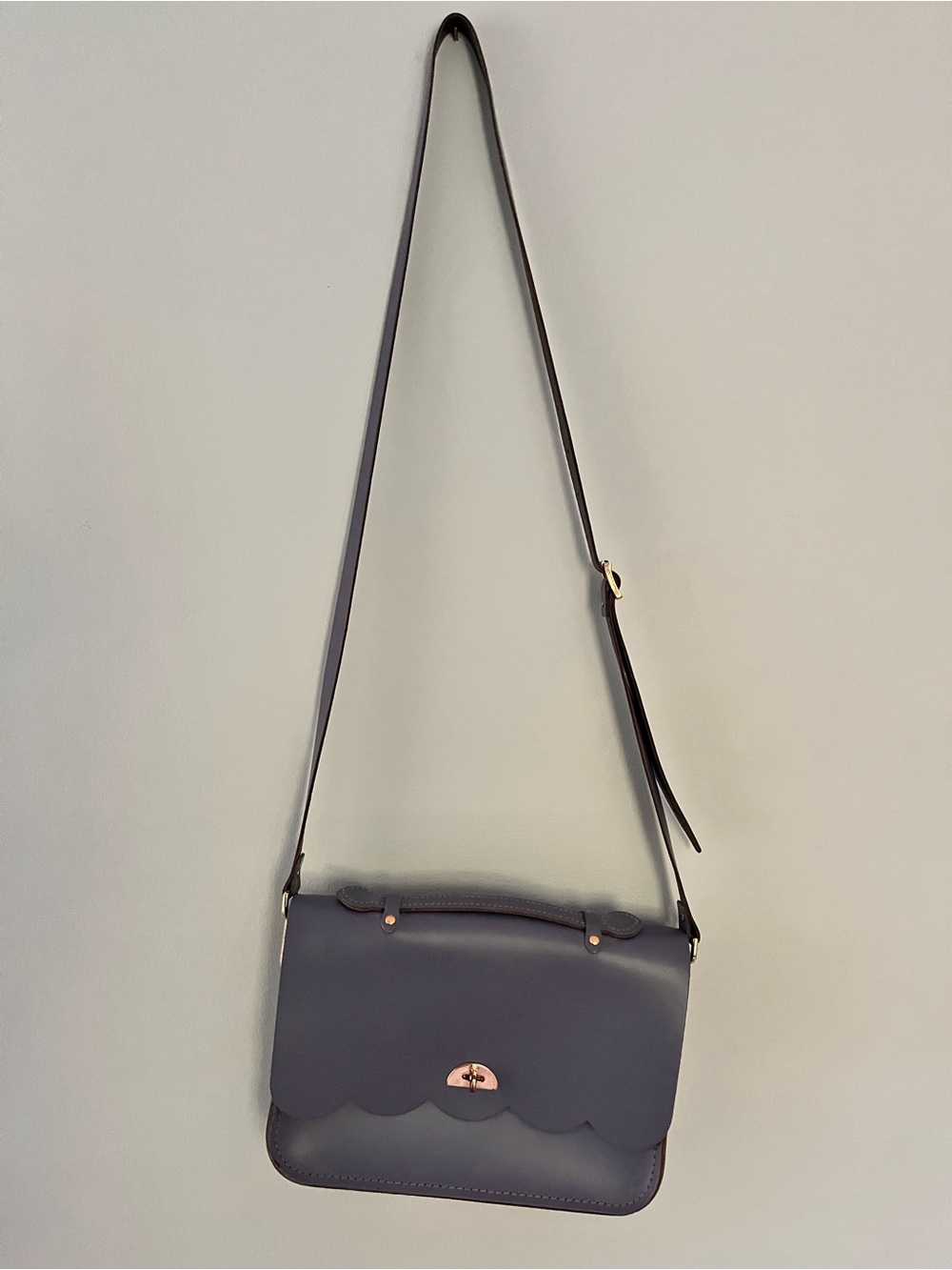 The Cambridge Satchel Company Scalloped Flap Crossbody in Slate Blue